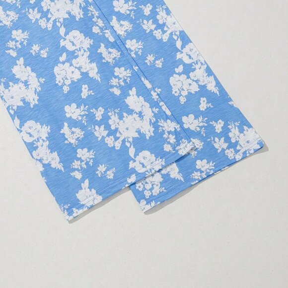 Blue Boho Women's Forget-Me-Not Print Wide Leg Sleeveless Jumpsuit - Picture 8 of 8